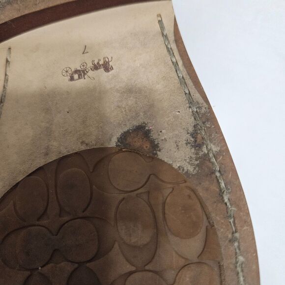 Coach Issa Slides White SZ 7 Leather Boho Sandals Designer Travel Cruise Shoes - Picture 6 of 7